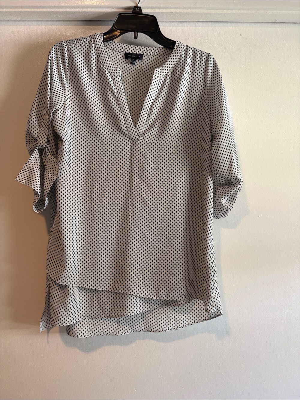 The Limited White Blouse with Black Polka Dots